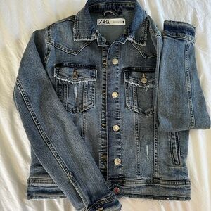 Zara distressed denim jacket